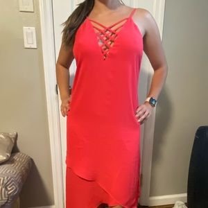 Beautiful Orange Red Guess Silky Dress